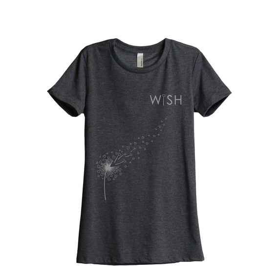 Wish Dandelion Women's Fashion Relaxed T-Shirt Tee Charcoal Grey 2X-Large