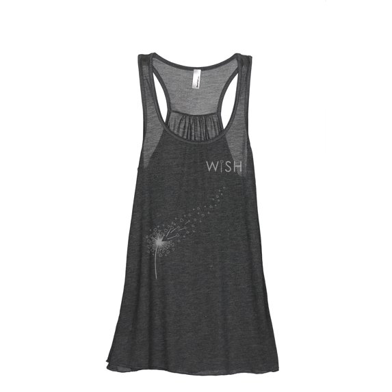 Wish Dandelion Women's Fashion Sleeveless Flowy Racerback Workout Yoga Tank Top Charcoal Grey Medium