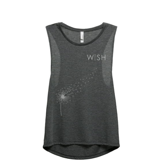 Wish Dandelion Women's Fashion Sleeveless Muscle Workout Yoga Tank Top Charcoal Grey X-Large