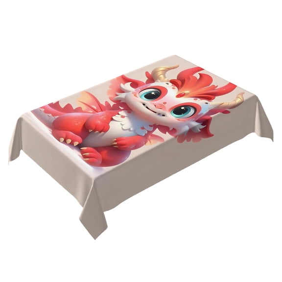 Wish Dragon Themed Square Tablecloth 54 * 72 Inches Durable Stylish
