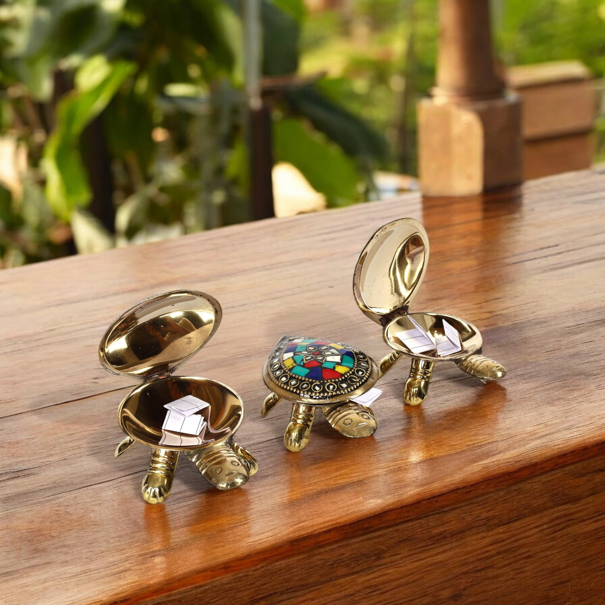 Tortoise Set Wish-Fulfilling Brass Tortoise - Set of 3 with Hidden Compartment ...