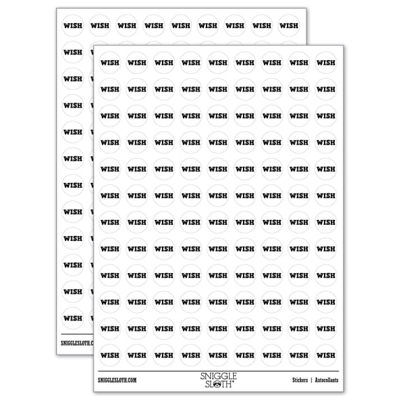 Wish Fun Text 200+ Round Stickers - White - Matte Finish - 0.50" Size