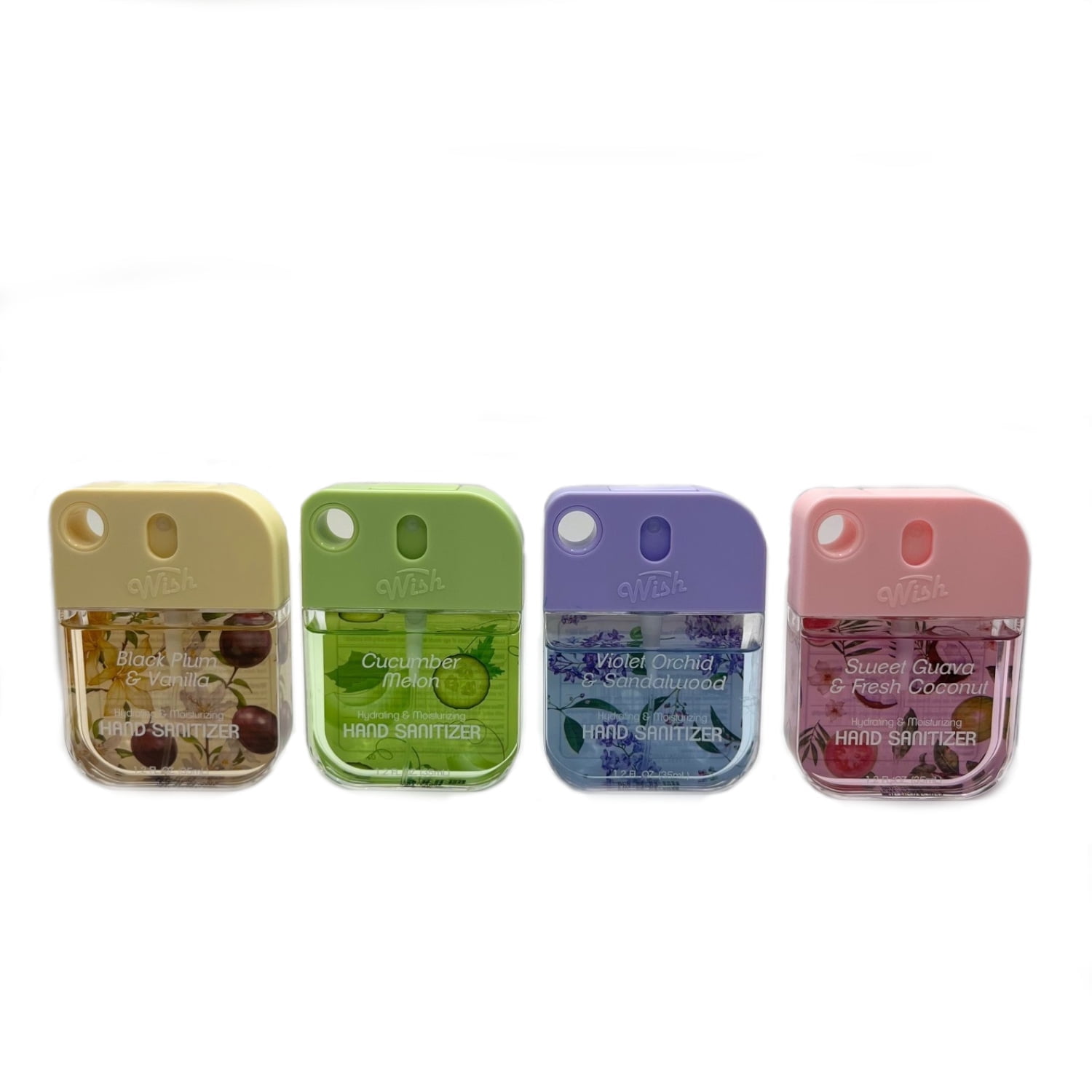Wish Hand Sanitizer Spray 1.2 Fl Oz 4Pk(35ml) Holder PDQ With 1 Carabiner Clips