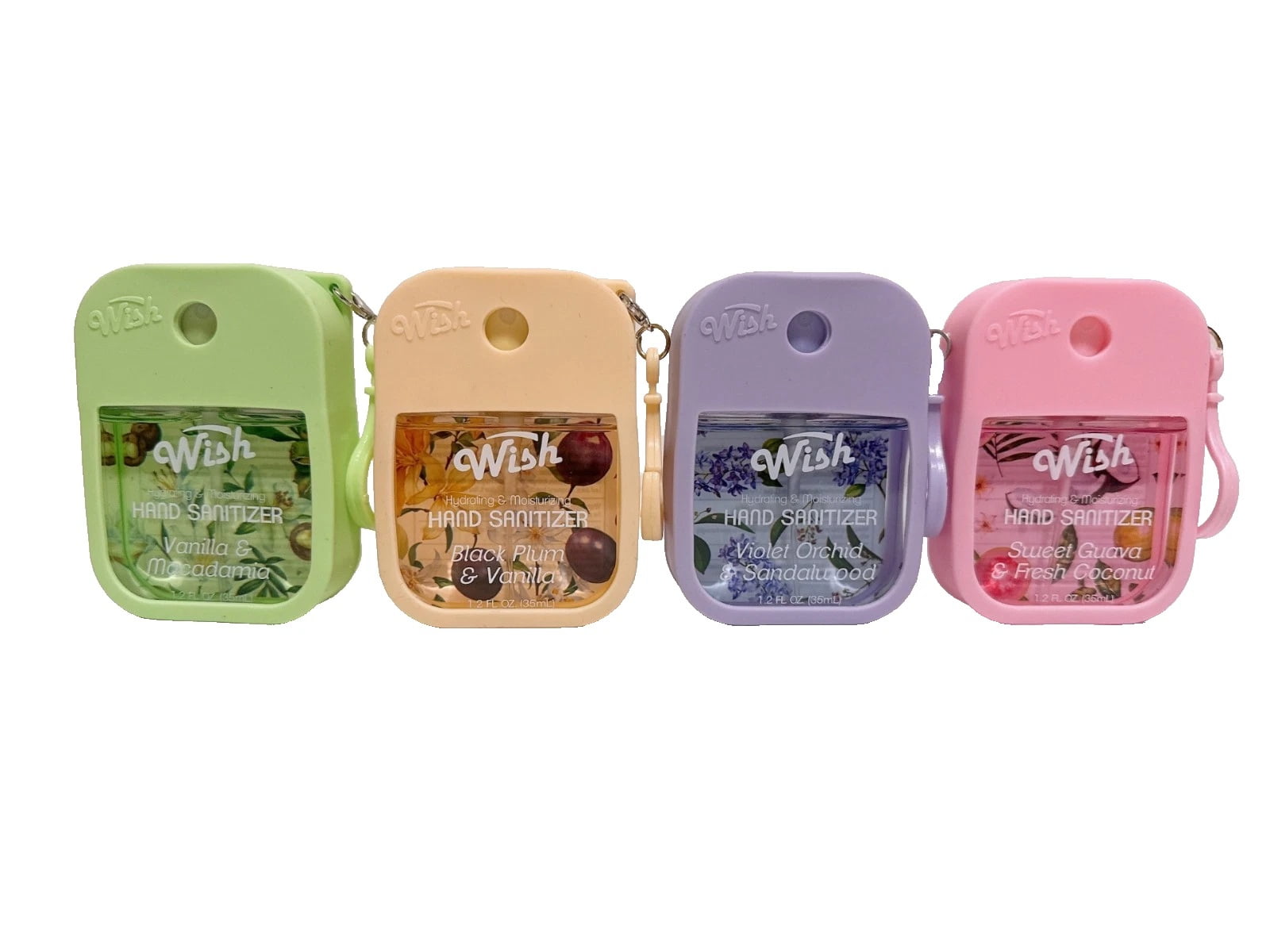 Wish Liquid Hand Sanitizer Spray 1.2oz (35ml)w/ Silicone Case (Pack of 4)