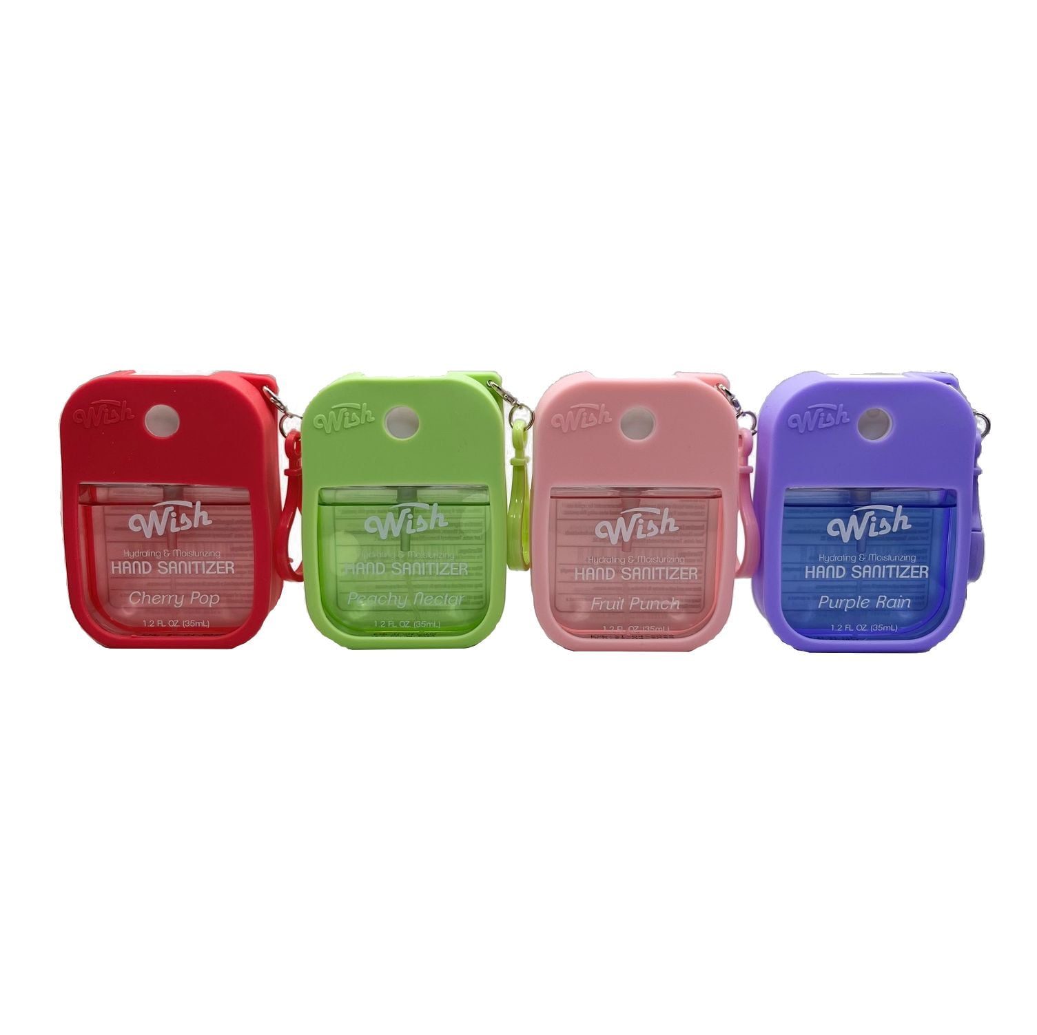 Wish Liquid Hand Sanitizer Spray 1.2oz (35ml)w/ Silicone Holder PDQ Pack of 4