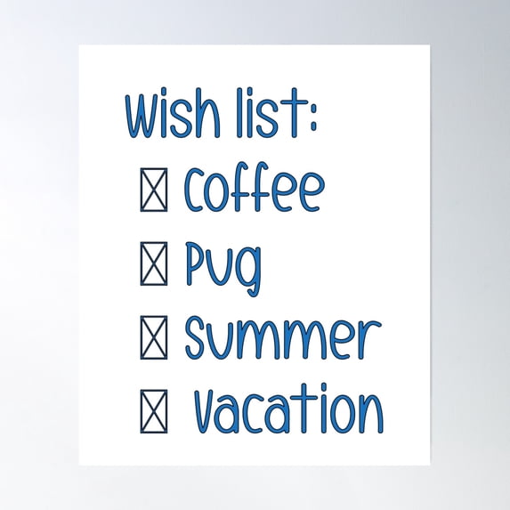 Wish List Poster Wall Art, Modern Wall Decor, 8x12 UNFRAMED