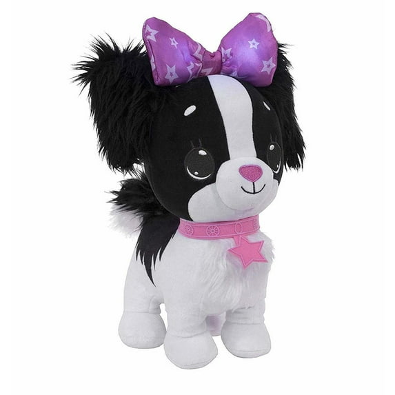 Wish Me Puppy with Black Fur, Purple Bow & Collar