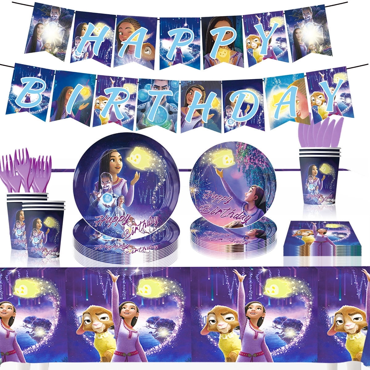 Wish Party Decorations, Wish Birthday Decorations & Wish Party Tableware Set- Wish Decorations Balloons Banner & Wish Tablecloth Plates Cups Napkins etc