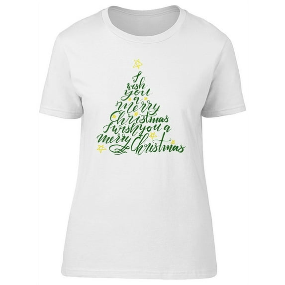 Wish U A Merry Xmas, Pine Tree T-Shirt Women -Image by Shutterstock, Female x-Large