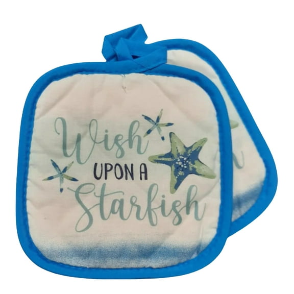 Wish Upon A Starfish Potholders Decorative Print for Men Women Home Kitchen Dining Countertop Table Placemat Cooking Baking Grilling Accessories Pot Holders Gift Decoration Supplies - 2 count