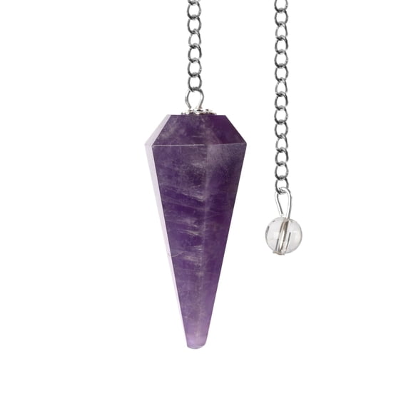 Wish Well Amethyst Pendulum Crystals and Healing Stones Divination Tools - Dowsing Pendulum with Crystal Ball on Chain - Ideal for Meditation, Reiki, Crystal Grid, Chakra and Energy Healing