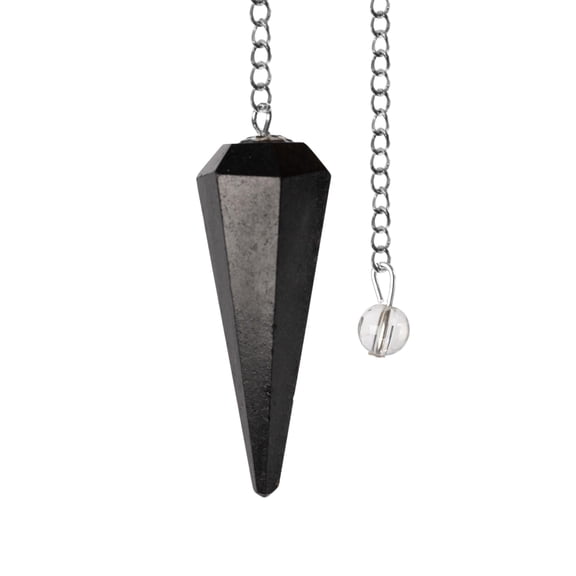 Wish Well Black Tourmaline Pendulum Crystals and Healing Stones Divination Tools - Dowsing Pendulum with Crystal Ball on Chain - Ideal for Meditation, Reiki, Crystal Grid, Chakra and Energy Healing