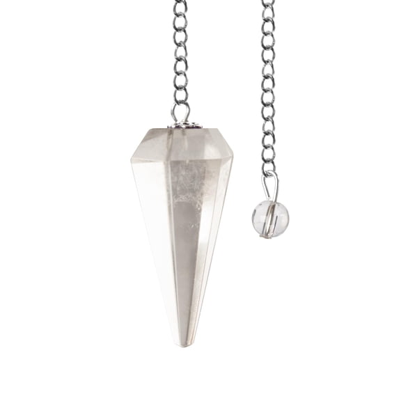 Wish Well Clear Quartz Pendulum Crystals and Healing Stones Divination Tools - Dowsing Pendulum with Crystal Ball on Chain - Ideal for Meditation, Reiki, Crystal Grid, Chakra and Energy Healing