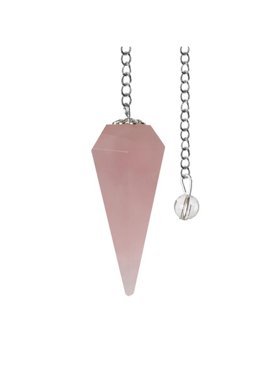 Rose Quartz Pendulum Crystals and Healing Stones Divination Tools - Dowsing Pendulum with Crystal Ball on Chain - Ideal for Meditation, Reiki, Crystal Grid, Chakra and Energy Healing