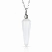 Wish Well Selenite Crystal Pendant Necklace   Healing Crystals & Stones for Energy Healing & Spiritual Protection   Natural Stone Necklace with 18 20" Adjustable Stainless Steel Chain Pendulum
