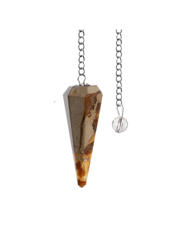 Septarian Pendulum Crystals and Healing Stones Divination Tools - Dowsing Pendulum with Crystal Ball on Chain - Ideal for Meditation, Reiki, Crystal Grid, Chakra and Energy Healing
