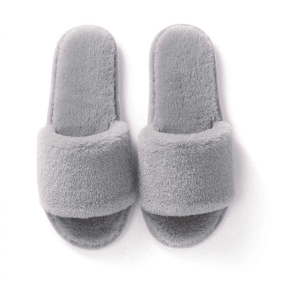 Wish Womens Texture Plush One Band Memory Foam Slide On Slippers