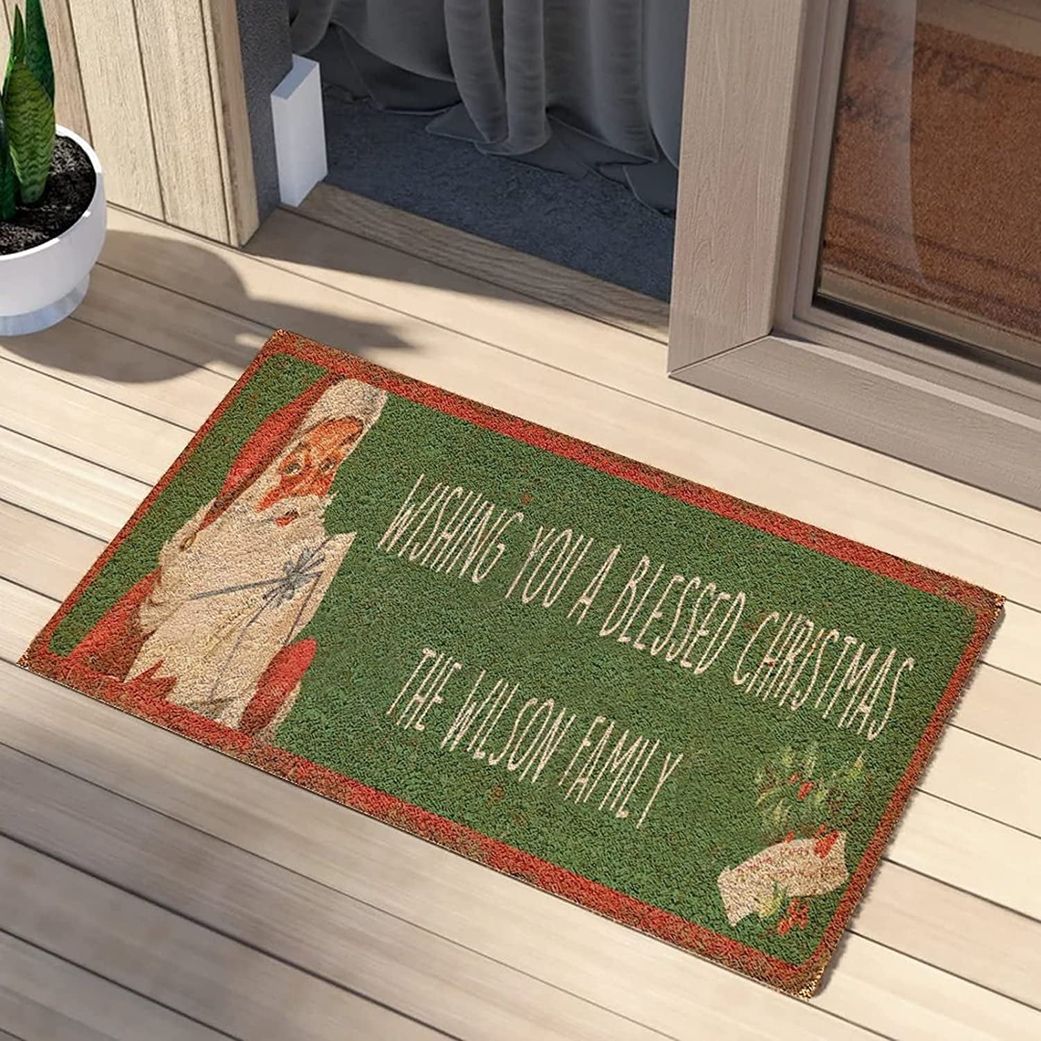 Wish You A Bless Christmas Indoor Doormat Rug Cute Celebrate The ...