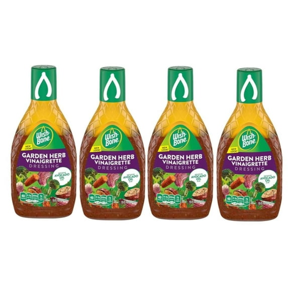 WishBone Avocado Oil Blend Garden Herb Vinaigrette Salad Dressing, 15 fl oz, Pack of 4