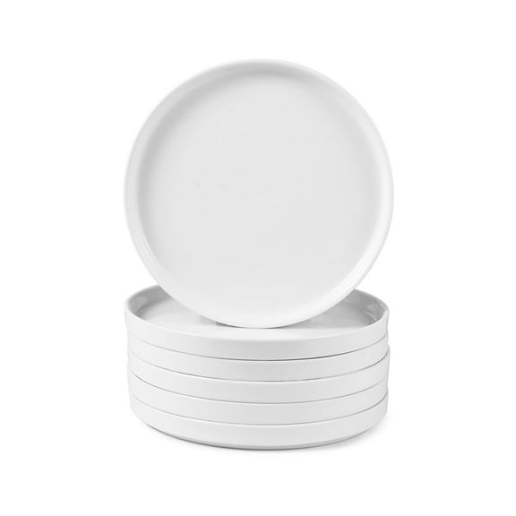 WishDeco Ceramic Appetizer Plates Set of 6, Small Dessert Plates 7 inch, White Round Salad Plate, Porcelain Dinner Dishes for Cake, Waffle, Pasta, Microwave & Dishwasher Safe