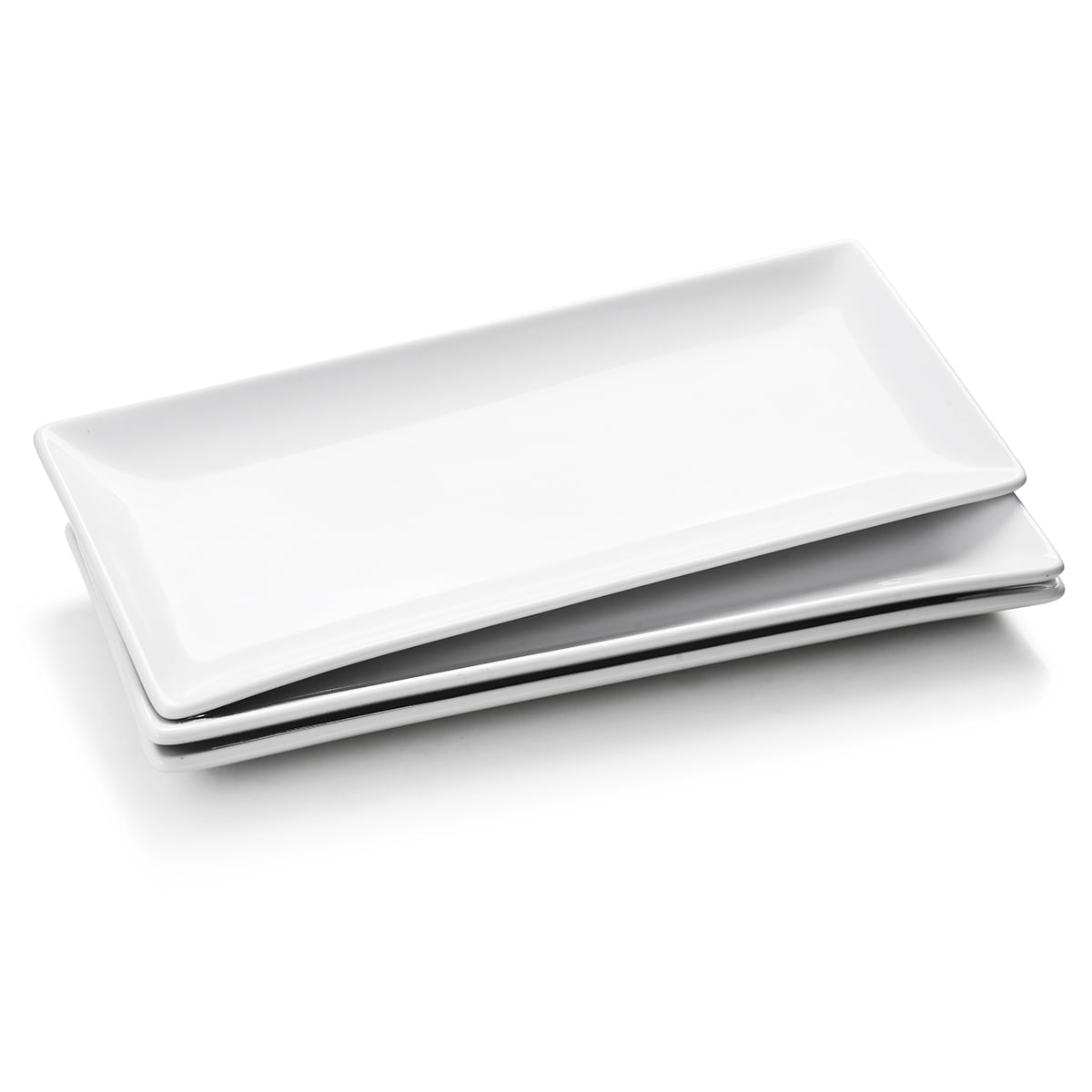 WishDeco Ceramic Serving Platters Set of 3, White Rectangular Plates