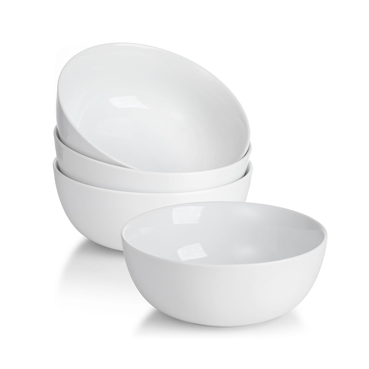 WishDeco Cereal Bowls Set of 4, White Ceramic Soup Bowls 20 oz, Porcelain Breakfast Bowls 6 Inch, Kitchen Bowl for Dessert, Oatmeal, Noodle, Rice, Salad, Pasta, Ramen, Microwave and Dishwasher Safe