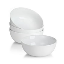 WishDeco Cereal Bowls Set of 4, White Ceramic Soup Bowls, 20 oz/6 inch