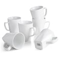 thumbnail image 1 of WishDeco White Coffee Mugs Set of 6, Ceramic Coffee Cups 14 oz, Modern Tea Mugs, Porcelain Tea Cups, Large Mug for Latte, Cappuccino, Milk, Juice, Cocoa, Square Bottom, Microwave and Dishwasher Safe, 1 of 10