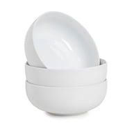 WishDeco Large Soup Bowls Set of 3, Ceramic Salad Bowls 37 oz, White Pasta Bowls 7 inch, Serving Bowl for Cereal, Noodle Ramen, Pho, Fruit