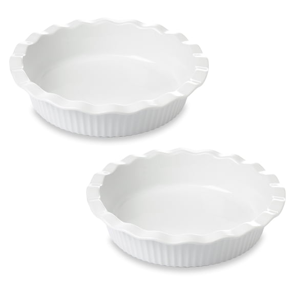 WishDeco Pie Pan for Baking Set of 2, Ceramic Baking Pan 9 Inch, Deep Round Pie Dish 50 oz, Fluted Rim Pie Plate, Porcelain Baking Dish for Apple Pie, Quiche, Tart, Oven and Microwave Safe