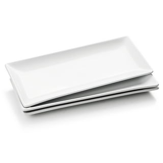 14 x 10 White Rectangular Melamine-Coated Wood Cake Board with Feet