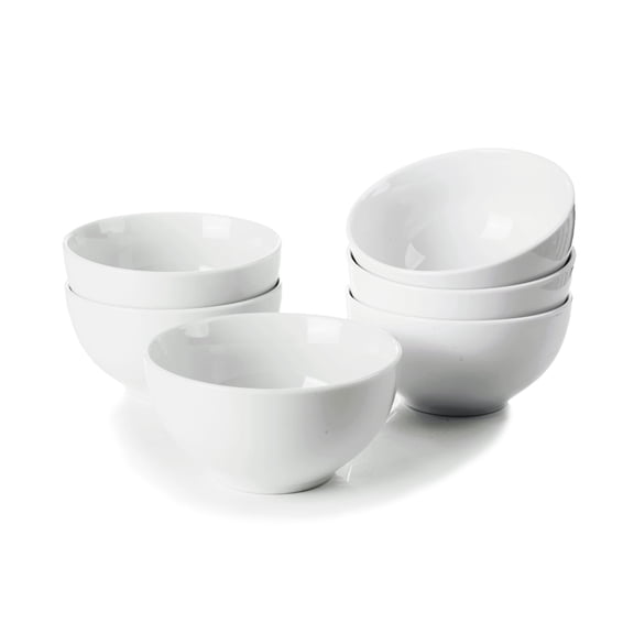 WishDeco Small Bowls Set of 6, Ceramic Dessert Bowls 10 oz, White Fruit Bowl 4.5 inch, Porcelain Bowl for Ice Cream, Candy, Snack, Yogurt, Microwave and Dishwasher Safe