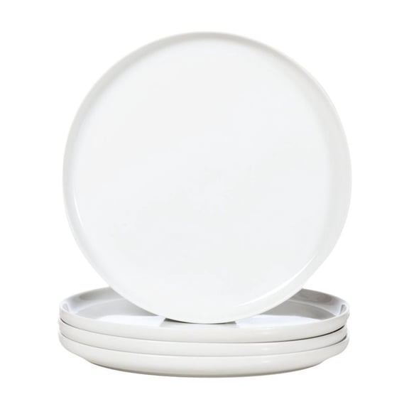 WishDeco White Dinner Plates Set of 4, Ceramic Dining Plates 10.5 inch, Large Salad Plate, Porcelain Kitchen Plate for Pizza, Steak, Microwave and Dishwasher Safe