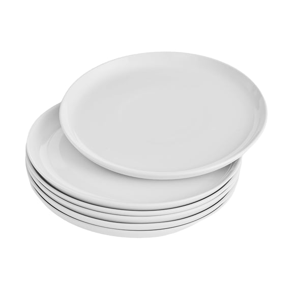 WishDeco White Dinner Plates Set of 6, Porcelain Salad Plates 9 Inch, Modern Kitchen Plate, Round Serving Dishes, Microwave and Dishwasher Safe, Scratch Resistant, Smooth Glaze