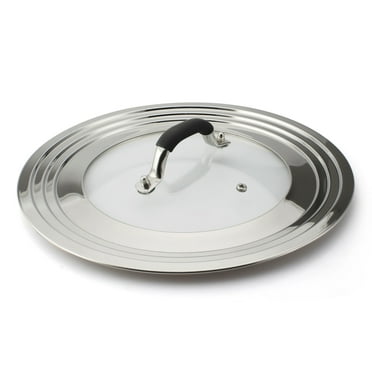 WishDirect Stainless Steel Universal Pans Pots Lid Fits 8.25 - 12 inch Cast Iron Skillets Frying Pans Woks - Black Handle