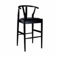thumbnail image 1 of Wishbone Bar Height Kitchen Stool with Black Finish and Faux Leather Seat, 1 of 6