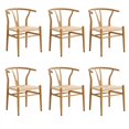 Wishbone Dining Chairs Set of 6, Rattan Dining Room Chairs, Mid Century