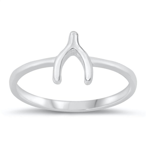 Wishbone Good Luck Ring .925 Sterling Silver Thin Band Jewelry Female Male Unisex Size 4
