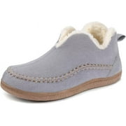 Wishcotton Women's Ankle Bootie Moccasin Slippers，Ladies Warm Winter Indoor Outdoor House Shoes With Memory Foam