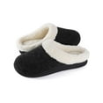 thumbnail image 1 of Wishcotton Women's Cozy Memory Foam Slippers Fuzzy Wool-Like Plush Fleece Lined House Shoes w/Indoor, Outdoor Nonslip Rubber Sole, Size 8-9 US Women, Black, 1 of 5