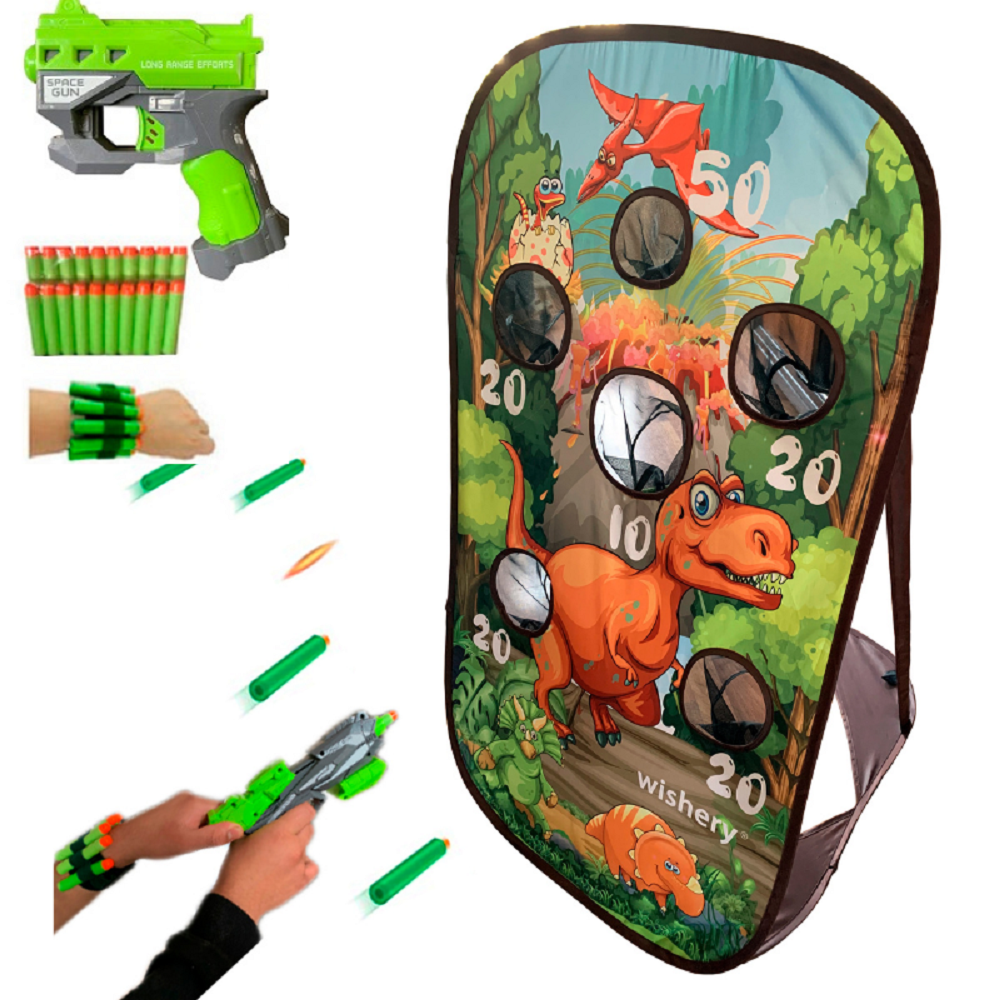 Wishery Kids Dinosaur Shooting Game Toy Target with Storage Net for Shooting Practice