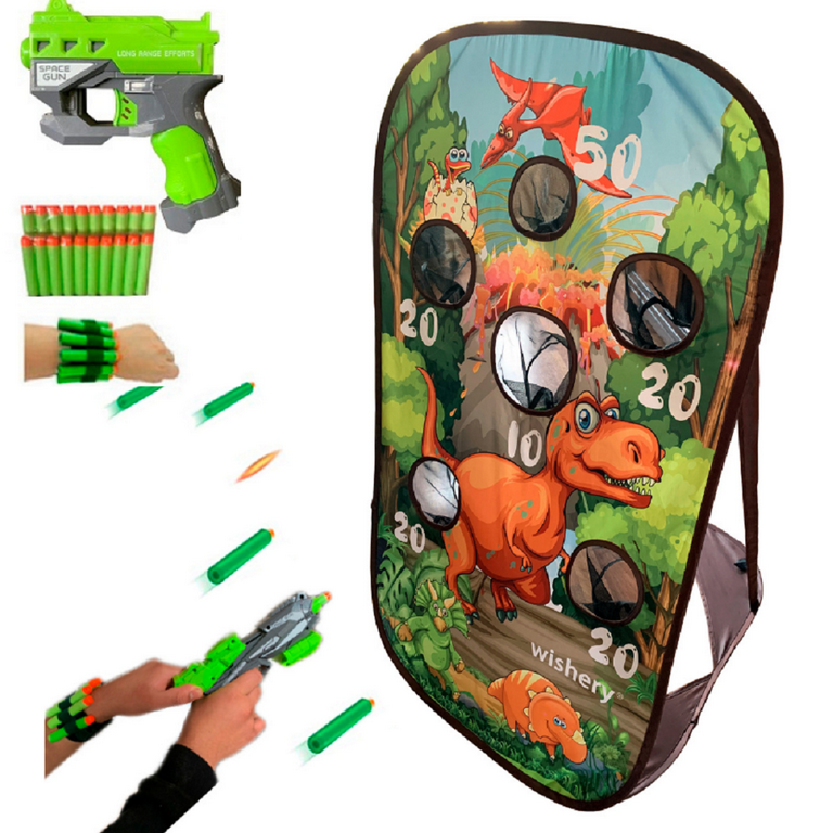 Wishery Kids Dinosaur Shooting Game Toy Target with Storage Net