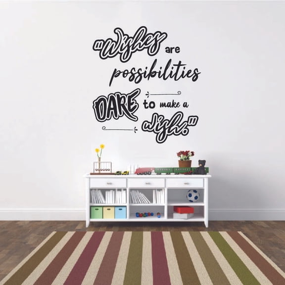 Wishes Are Possibilities, Dare To Make A Wish - New Year Inspirational Quote New Year's Resolution Vinyl Wall Sticker Wall Art Wall Decal For Home Home Office Wall Decor Size (20x20 inch)