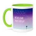 thumbnail image 1 of 3dRose, Wishes come true every day - inspirational motivational sayings - motivation - purple dandelion wish, 15oz Two-Tone Green Mug, 1 of 7