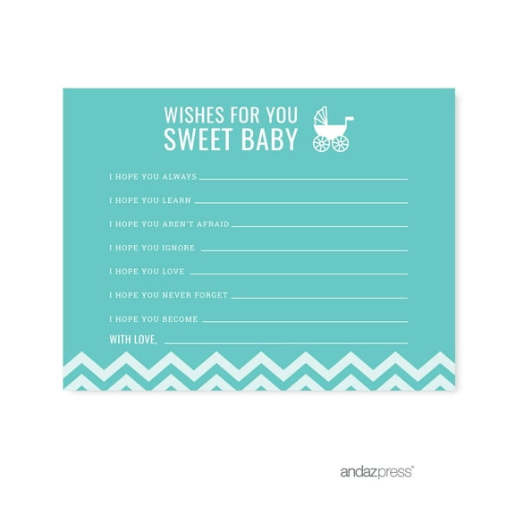 Wishes For Baby Diamond Blue Chevron Baby Shower Games, 20-Pack