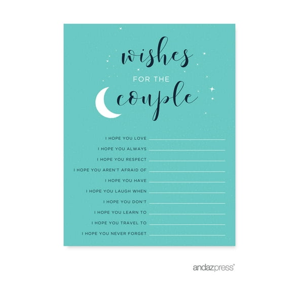 Wishes For The Newlyweds Love You to the Moon and Back Wedding Cards , 20-Pack