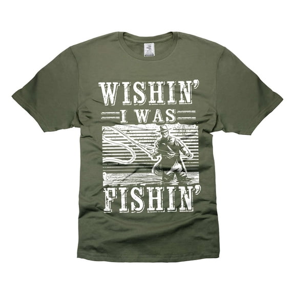 Wishin' I Was Fishin' Shirt Funny Fishing Shirt For Men Gift For Fisherman Fishing Humorous Tees