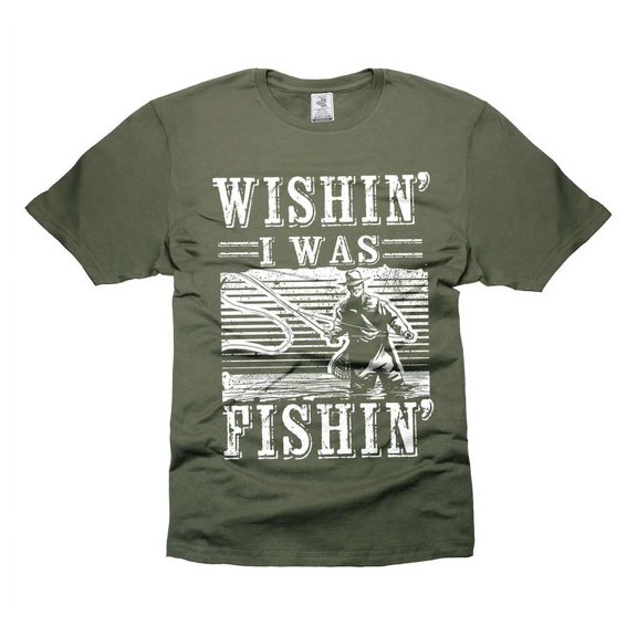 Wishin' I Was Fishin' Shirt Funny Fishing Shirt For Men Gift For Fisherman Gift Unisex S-5XL Hot Trending Shirt, Vintage Birthday Gift