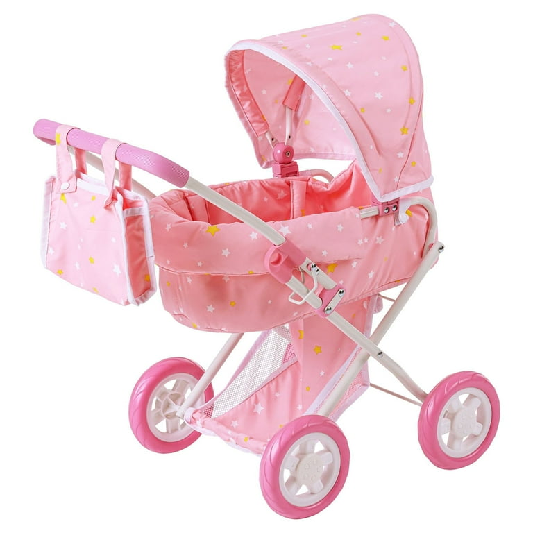 Wishing Stars Deluxe Kids Pram Toy Carriage 2 in 1 Baby Doll Stroller Pink Walmart