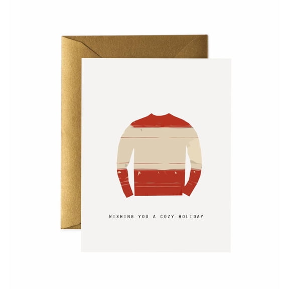 Wishing You A Cozy Holiday Card Cute Sweater Design Blank Inside with Envelope Included Perfect Winter Greetings for Friends and Family
